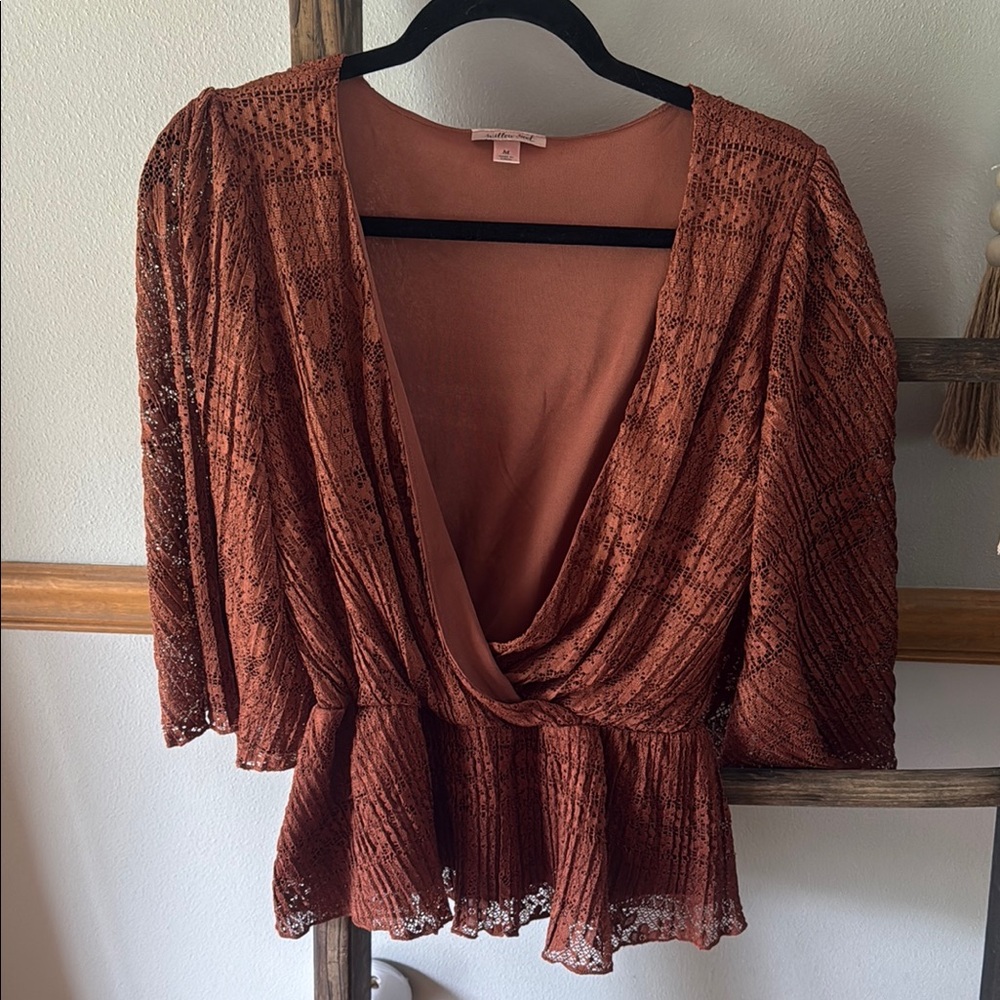 Willow Brown Blouse with Elegant Design